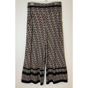 Joseph Ribkoff Pants Wide Leg Stretch Black Tan Cream Size 10